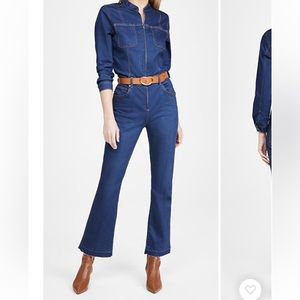 Veronica Beard Jeans Rochelle Front-zip Denim Jumpsuit in Apollo